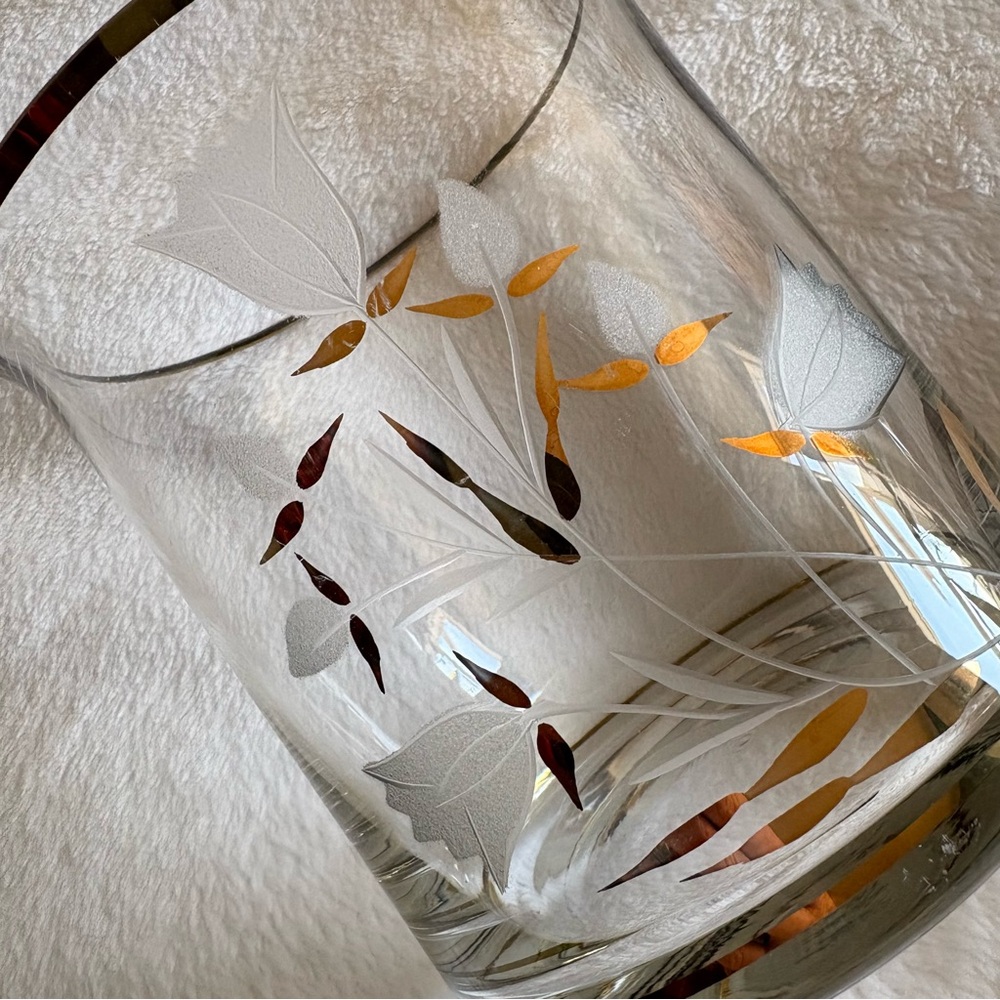 Crystal Romanian Gold Embossed Canister Etched Tulip Candy jar With Lid Floral - Picture 6 of 15